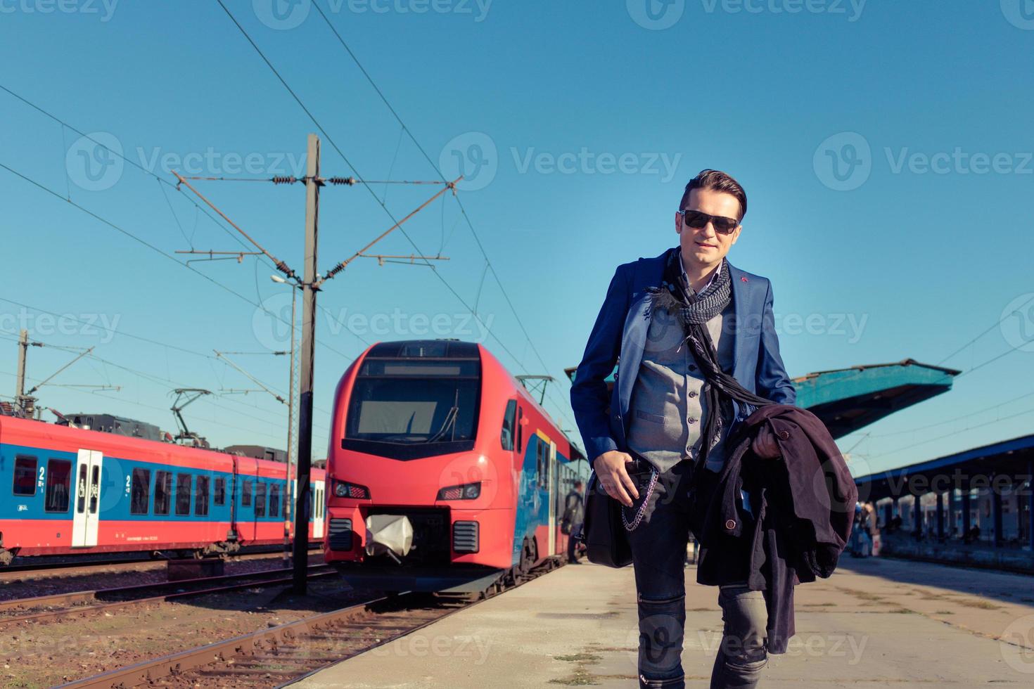 en la estación de tren. foto