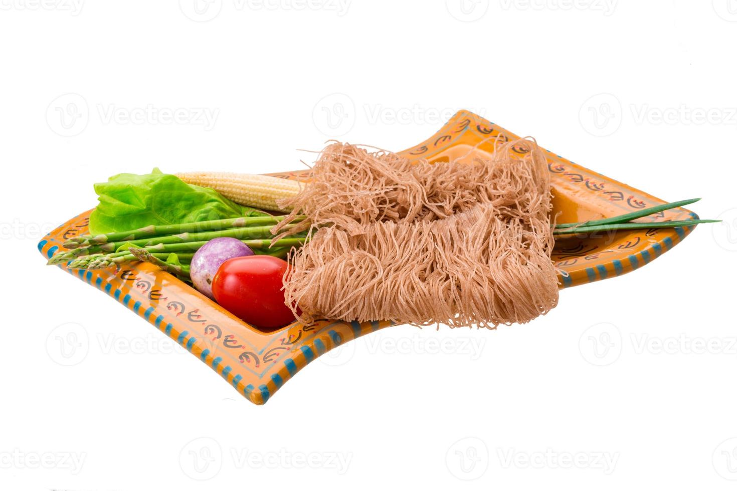 Raw rice noodles photo