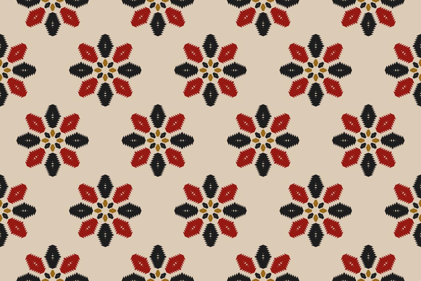 Ethnic flower ikat seamless pattern traditional. Fabric mandalas style. Design for background, wallpaper, vector illustration, fabric, clothing, carpet, textile, batik, embroidery.