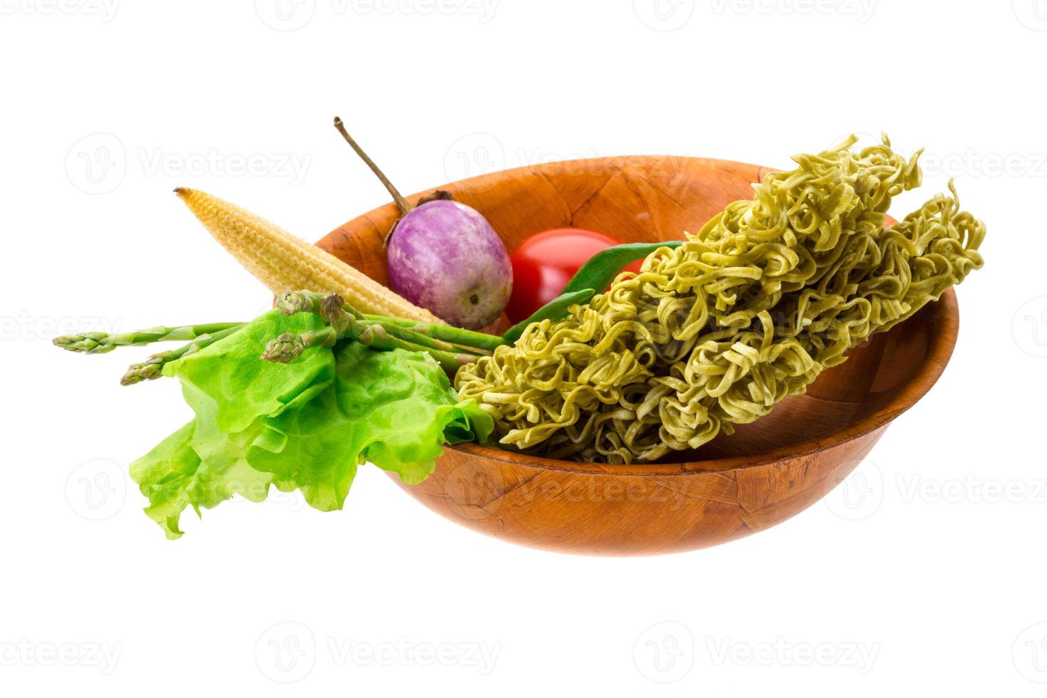 Green raw noodles photo