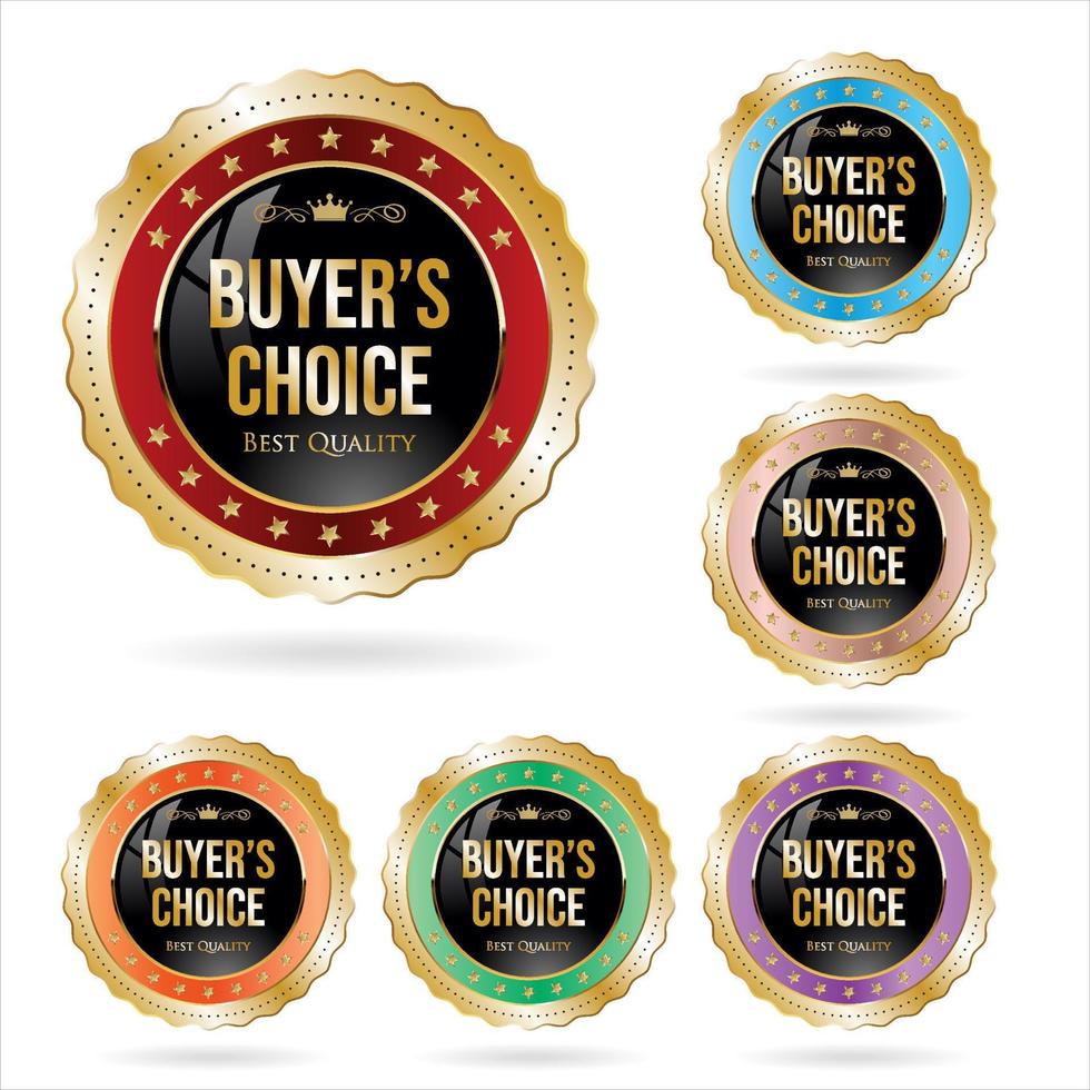 Collection of colorful premium quality badges and labels vector