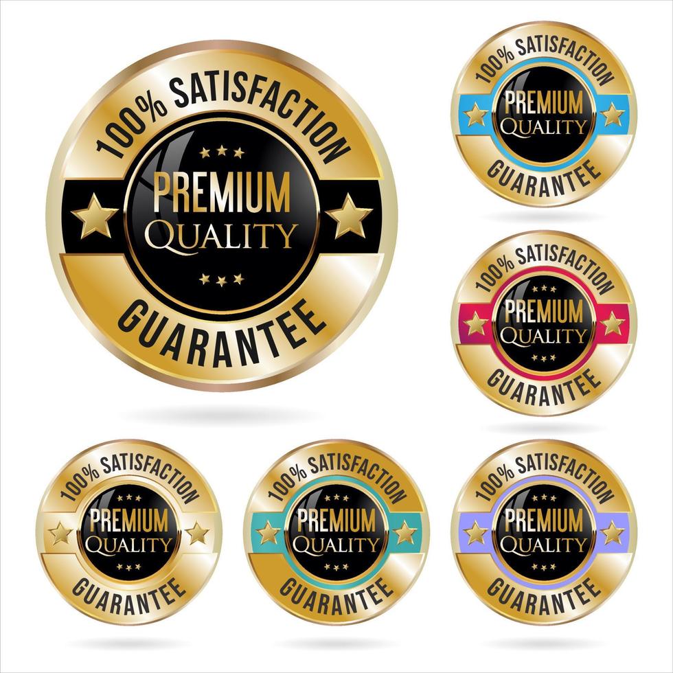 Collection of colorful premium quality badges and labels vector