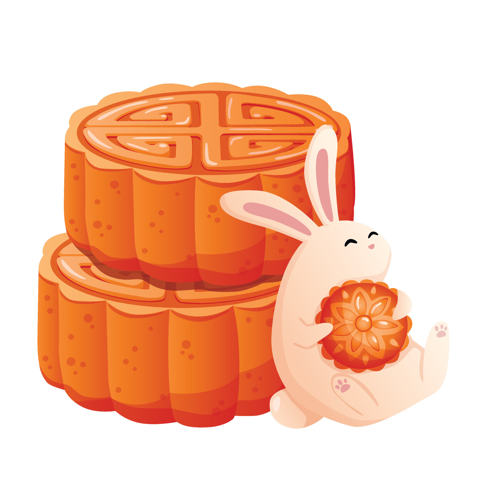 Cute rabbit enjoying tasty moon cake. 10910706 Vector Art at Vecteezy
