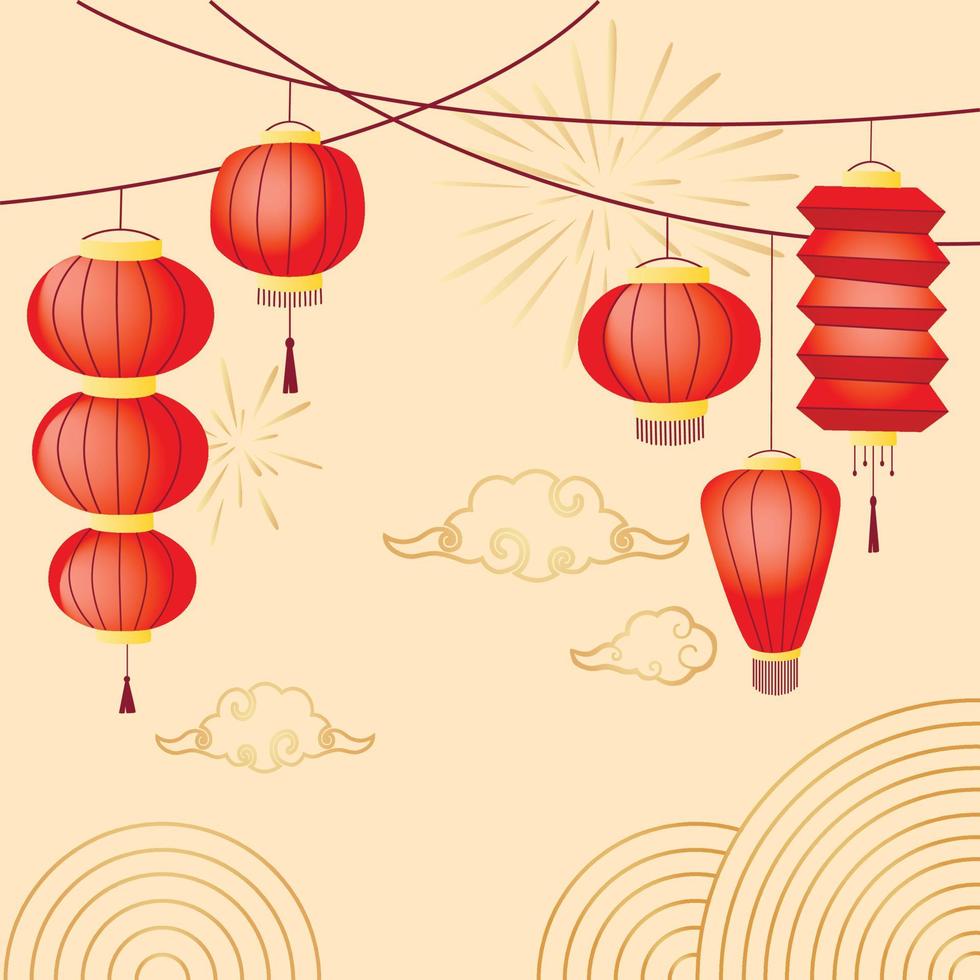 linternas chinas rojas aisladas sobre fondo blanco. las linternas chinas tradicionales son adecuadas para el diseño del año nuevo asiático, el festival de mediados de otoño y otras festividades. fondo vectorial, tarjeta de felicitación vector