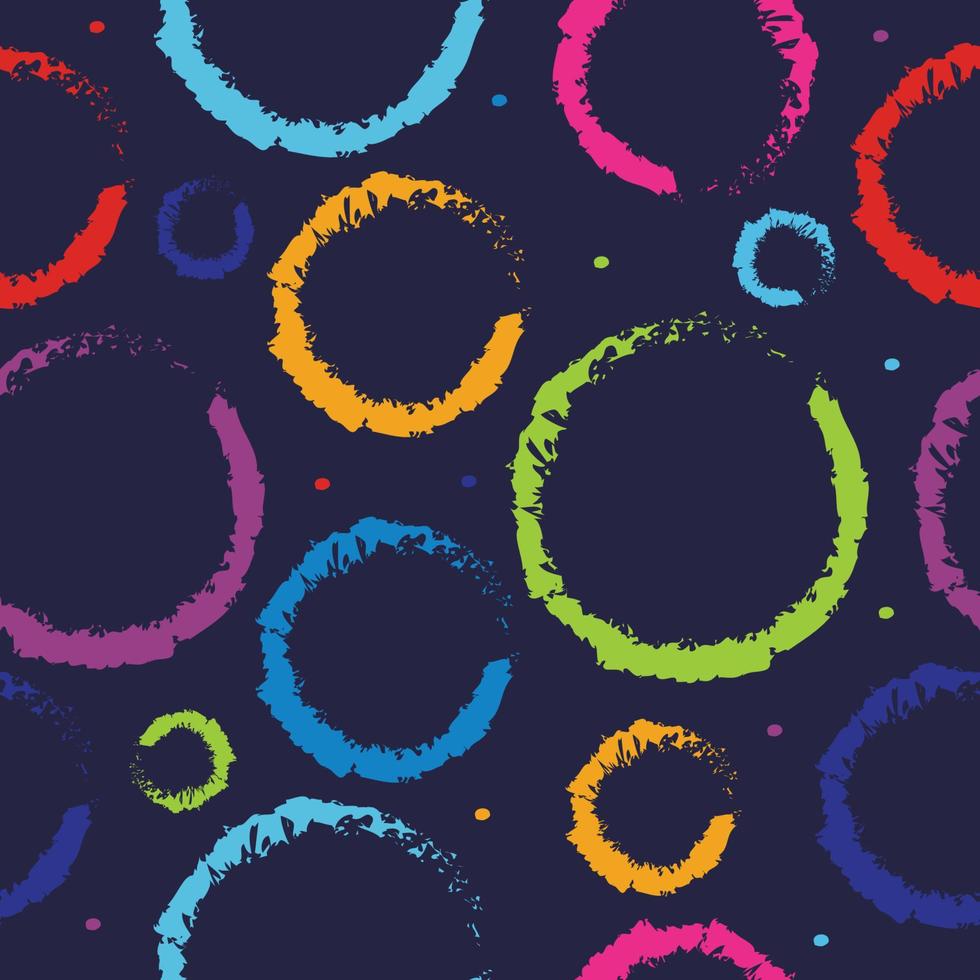 colorful grunge circle seamless pattern with dark blue background vector