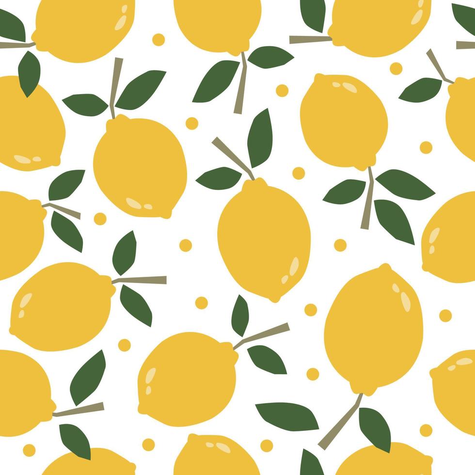 limón amarillo de patrones sin fisuras. hermoso patrón de fruta de limonada vector