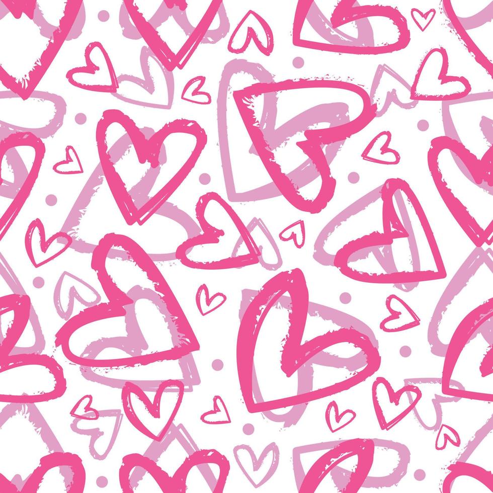 seamless pattern beautiful love grunge shape with pink color. colorful heart pink in valentine moment with white background vector