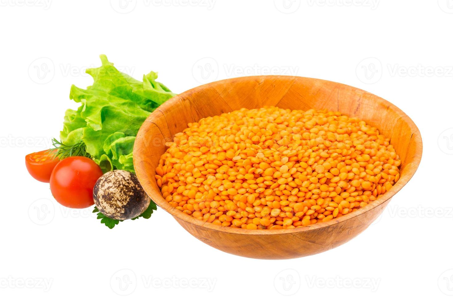 Raw red lentils photo