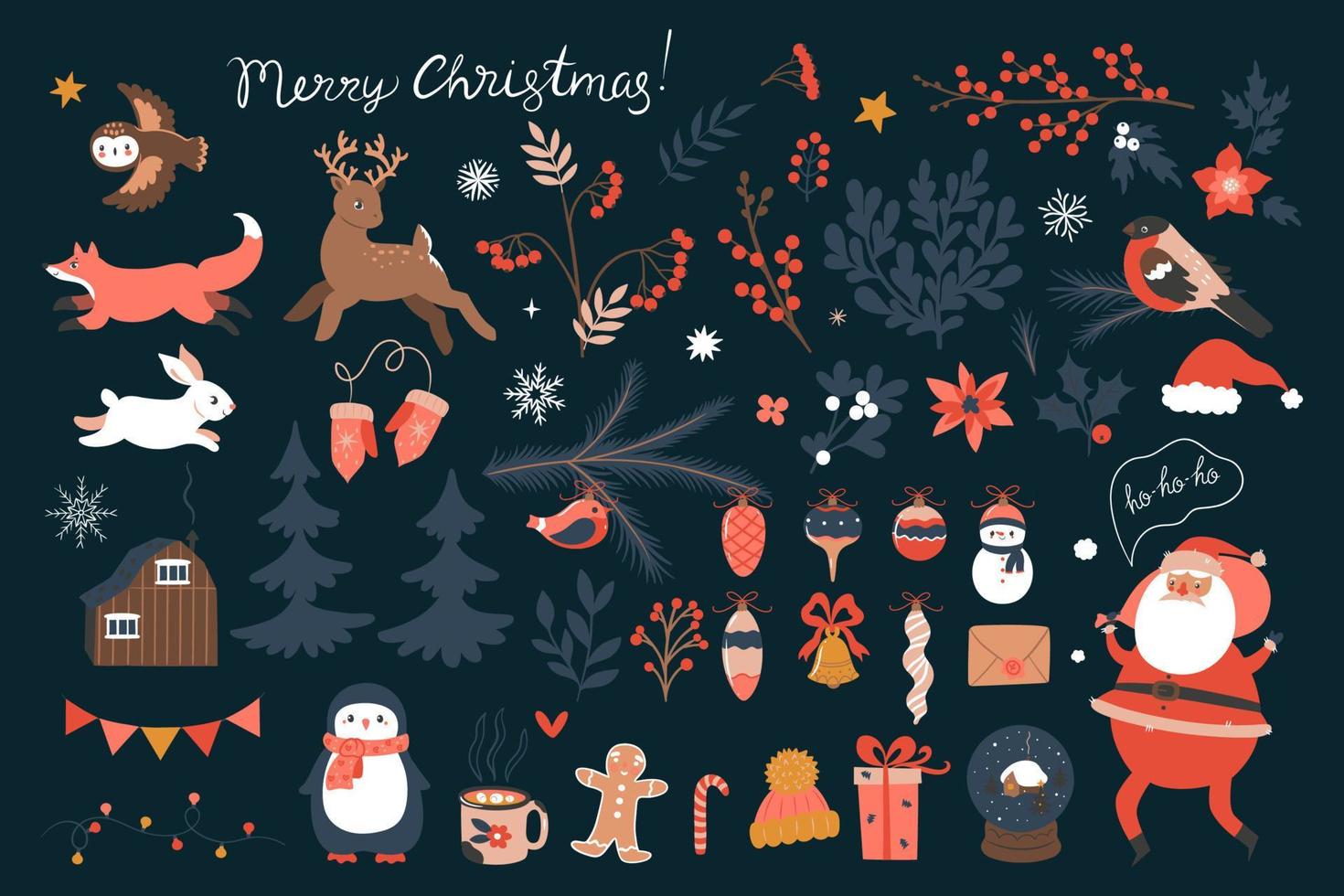 colección de invierno de lindos elementos navideños. gráficos vectoriales vector
