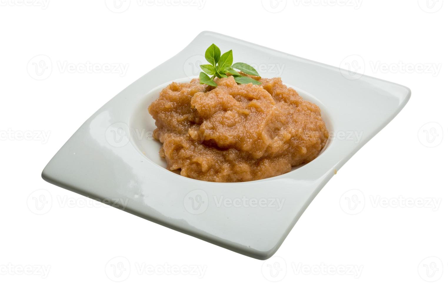 Pollock roe in a bowl on white background photo