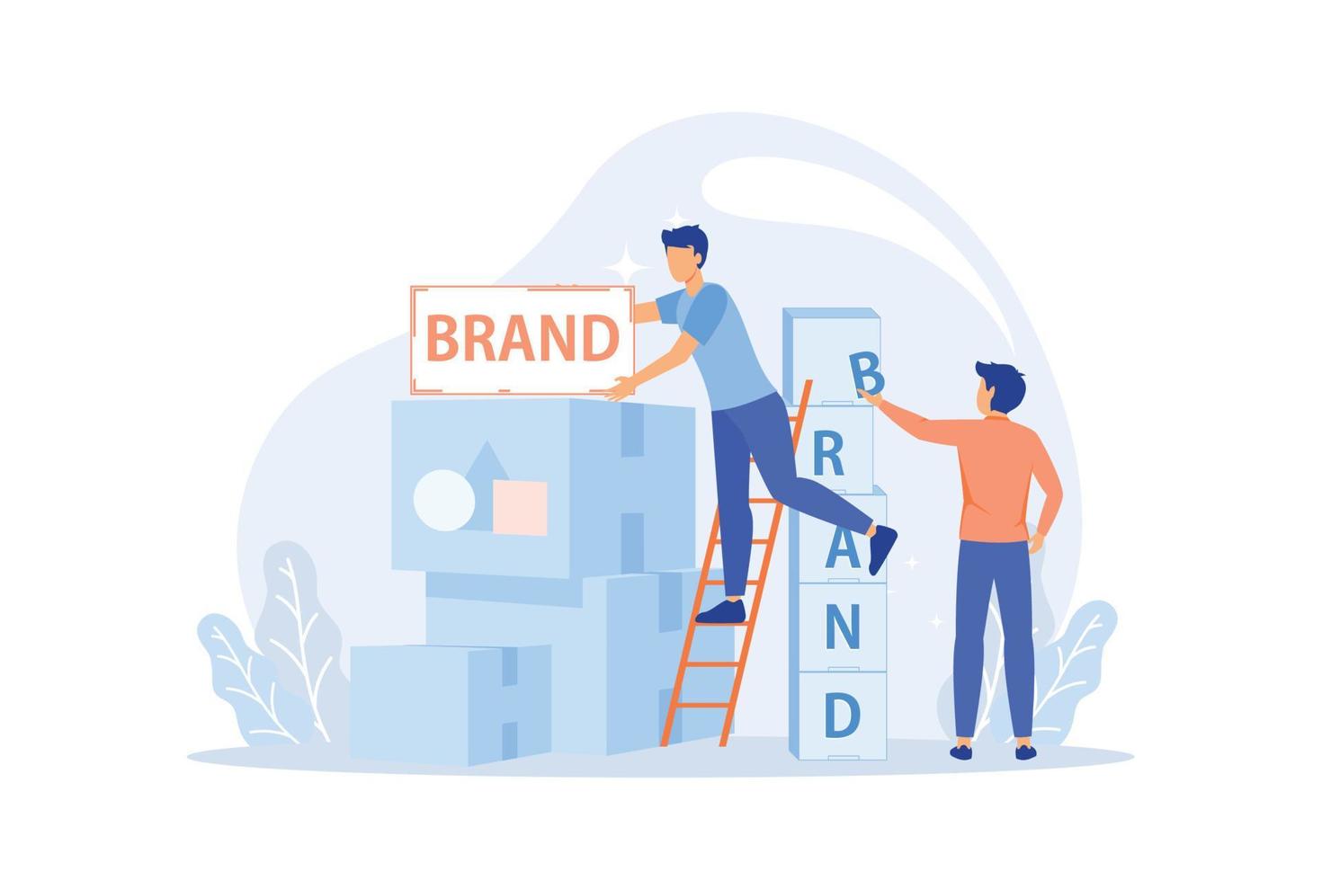 Brand creation concept. Marketing specialist design unique company  flat design modern illustration vector