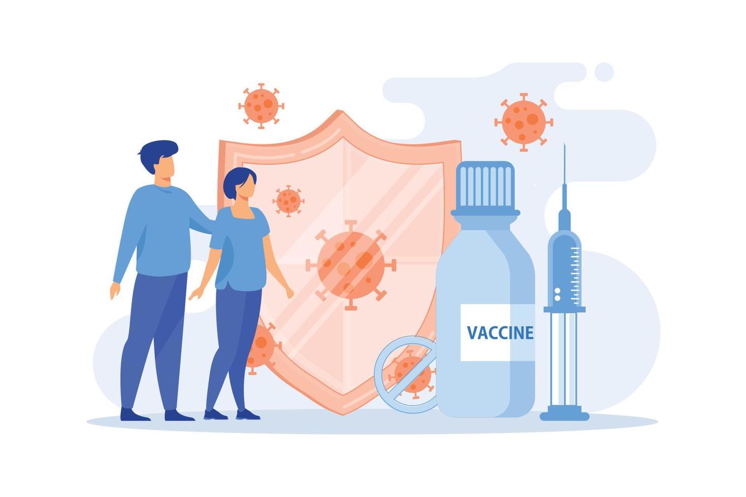 rastreador de noticias sobre la vacuna contra el coronavirus, encontrar y probar la vacuna, programa de vacunación contra el coronavirus, equipo de laboratorio médico, ilustración moderna de diseño plano de investigación científica vector