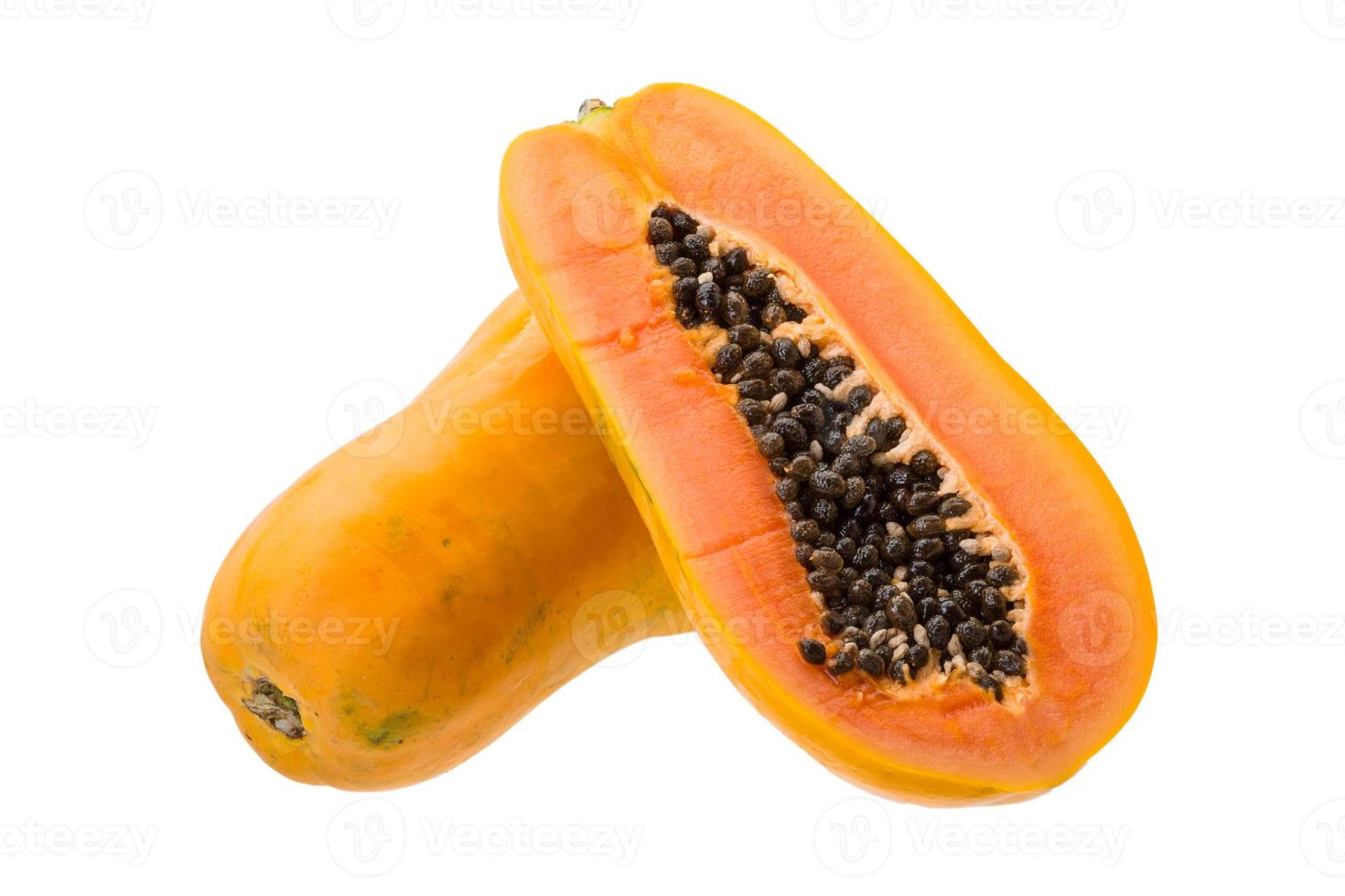 TWO pieces of sweet orange and one piece of Papaya isolated on white  background 9695160 Stock Photo at Vecteezy