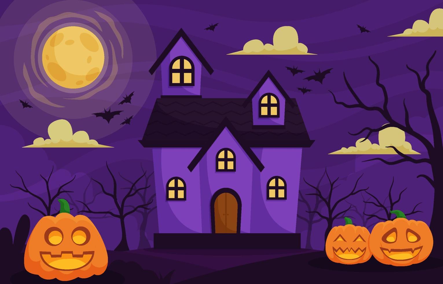 Haunted House Background Concept Flat vector
