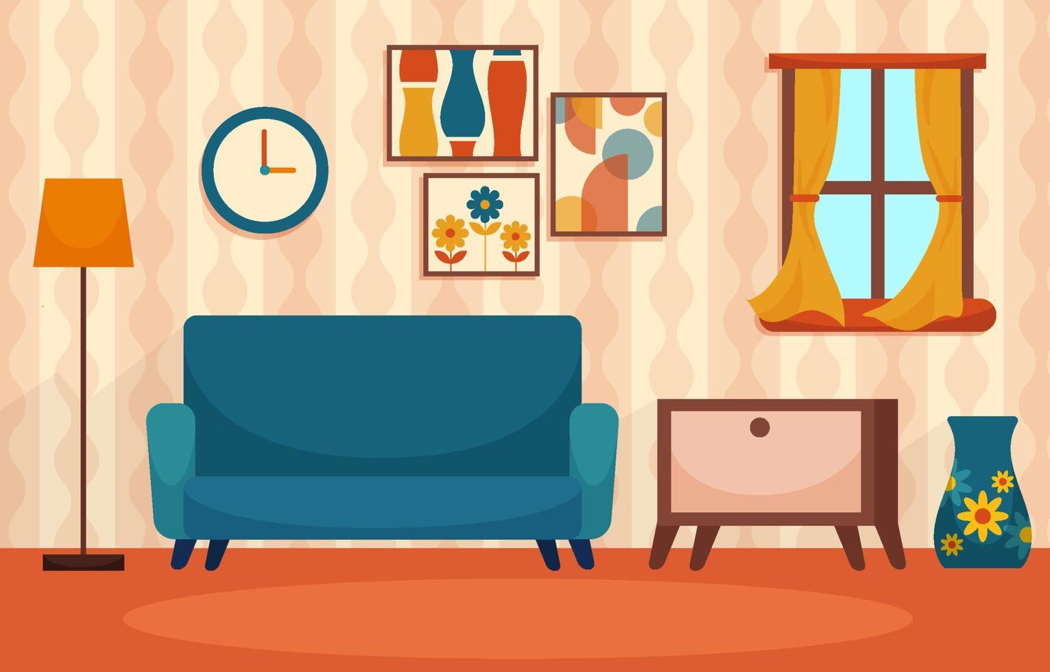 Retro Interior Flat Background Concept vector