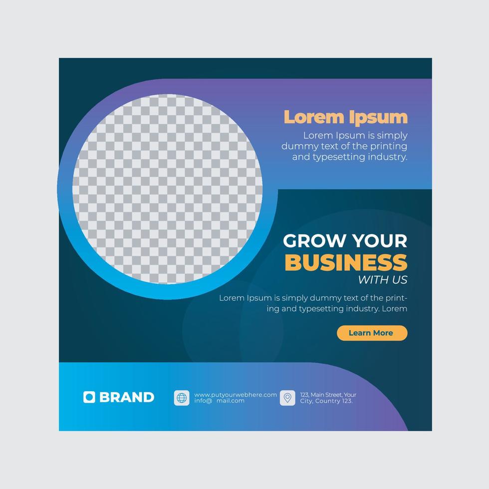 Digital marketing social media post design template. Modern marketing business agency post square banner. Suitable for social media, websites, flyers, and banners. vector