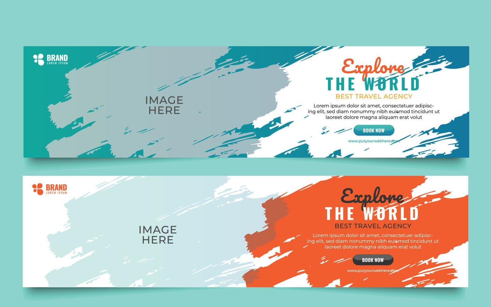 Travel banner design template. Social media cover page design, LinkedIn banner design. vector
