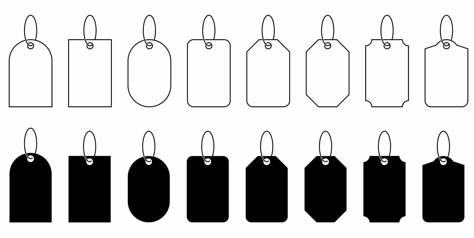 thin line silhouette price tags or gift tags in different shapes ...
