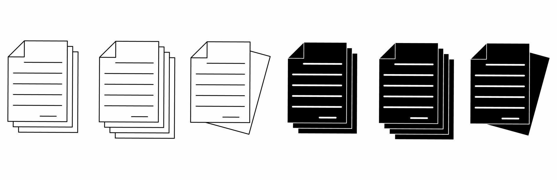 conjunto de iconos de documento aislado sobre fondo blanco vector