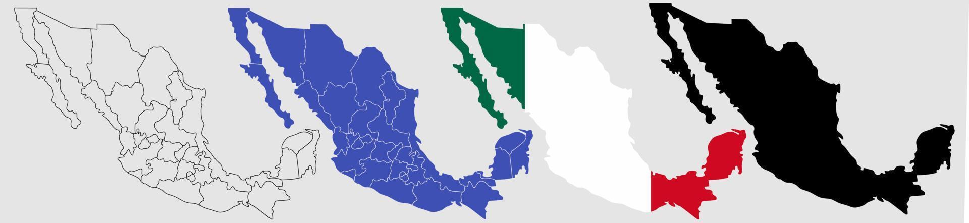 conjunto de mapas de méxico aislado sobre fondo blanco vector