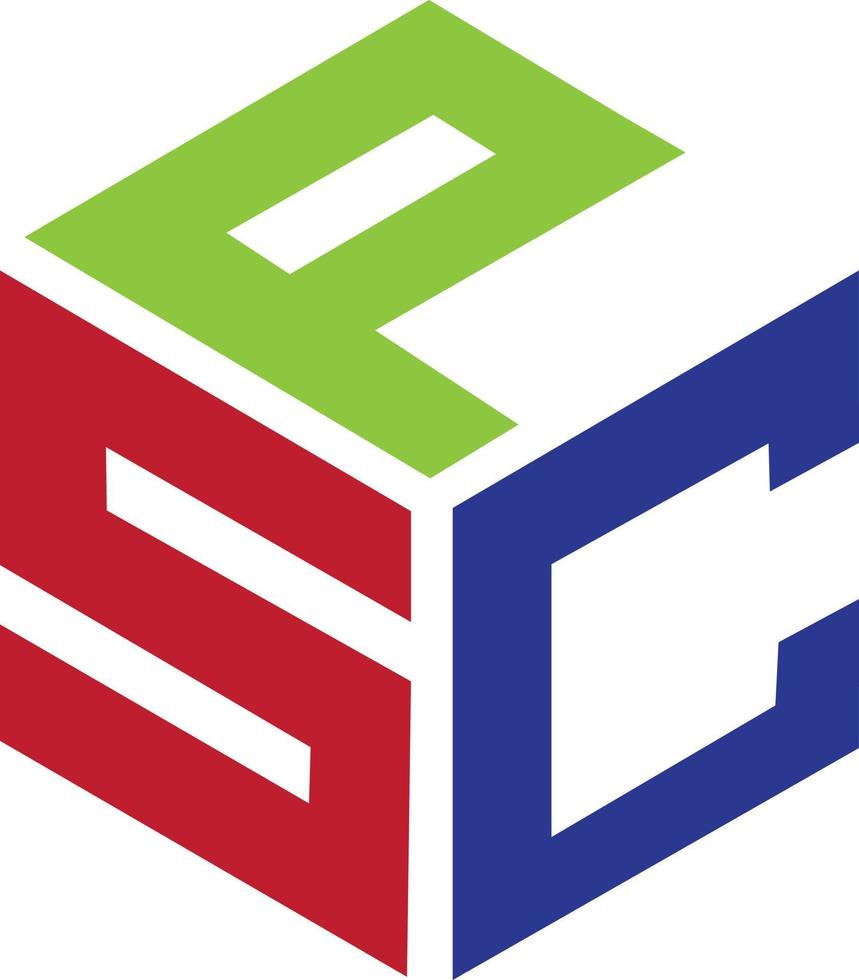 logotipo de cubo de letra spc vector