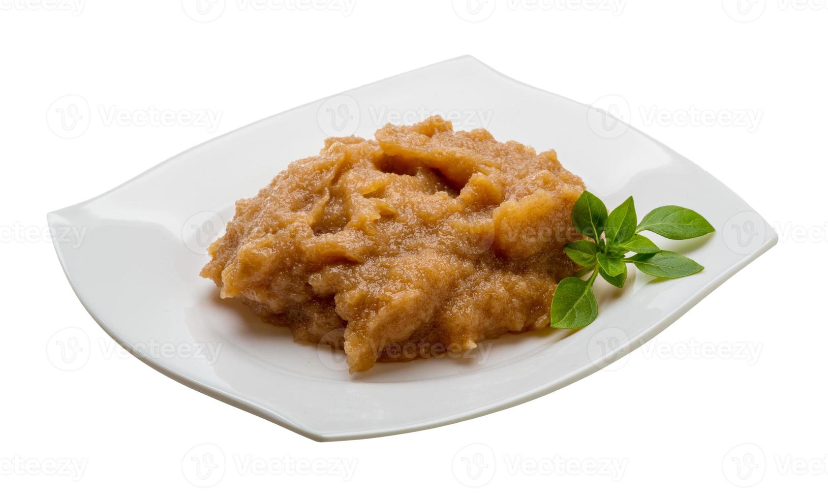Pollock roe on the plate and white background photo