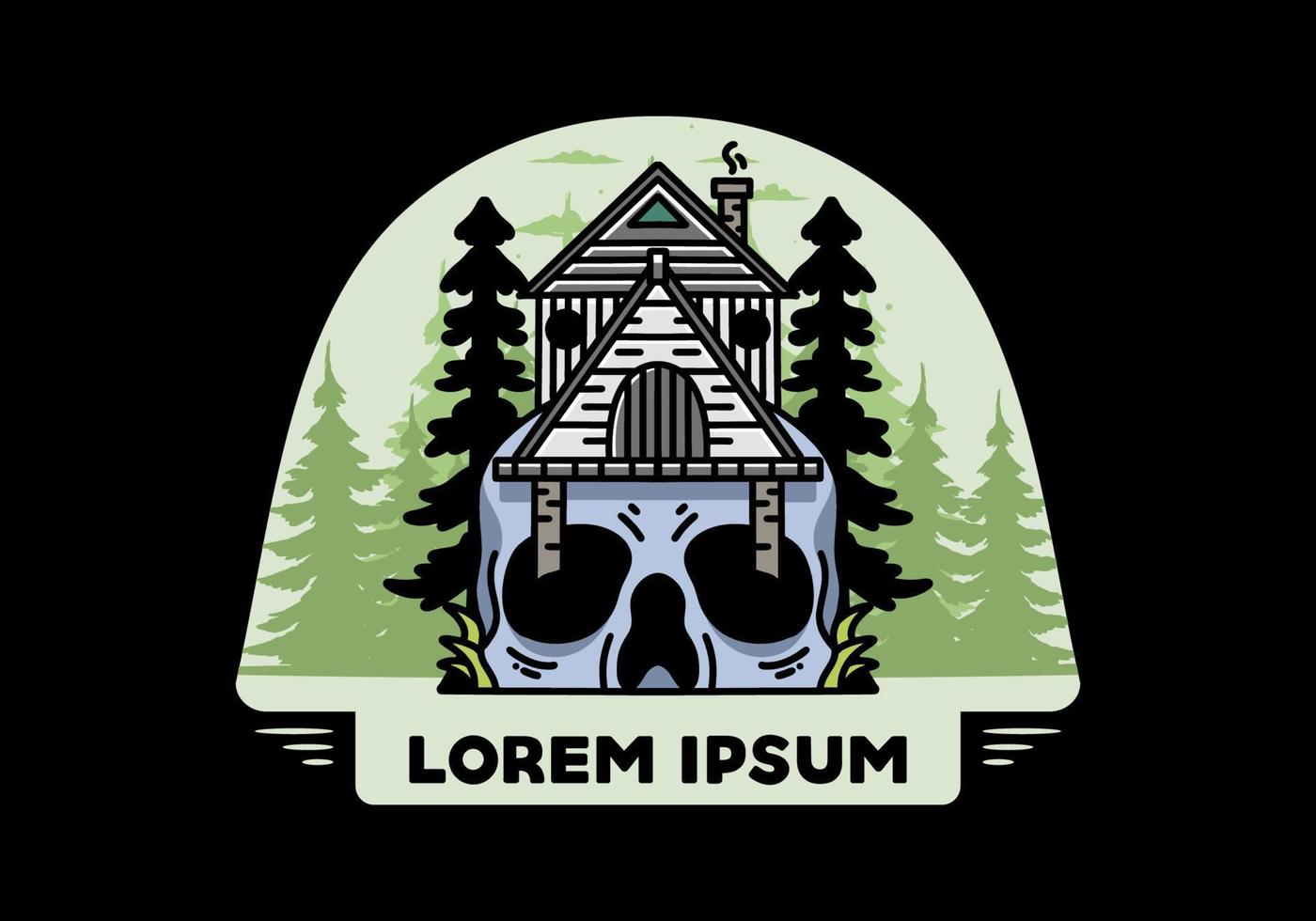 Wooden house with skull foundation illustration vector