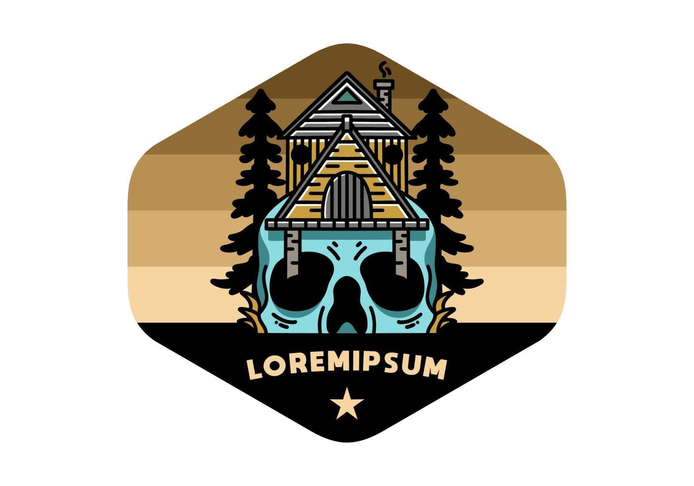 Wooden house with skull foundation illustration vector