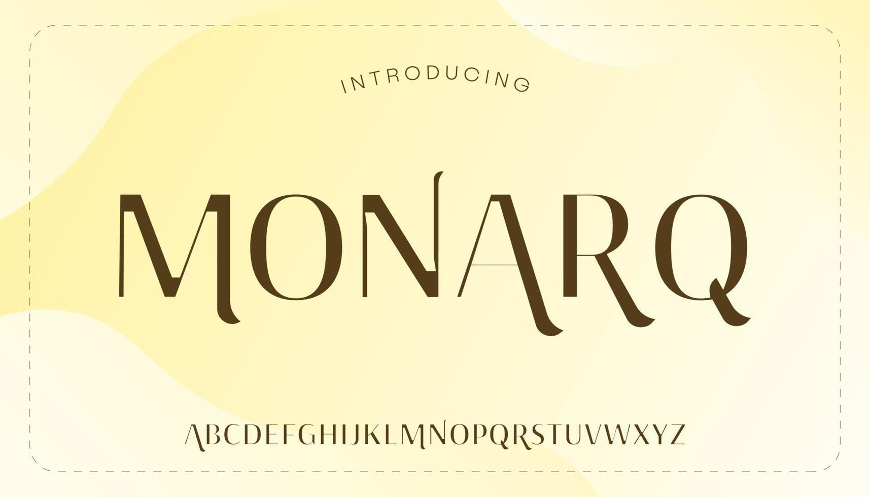 Monarq, a strong serif typeface uppercase alphabet. vector font.