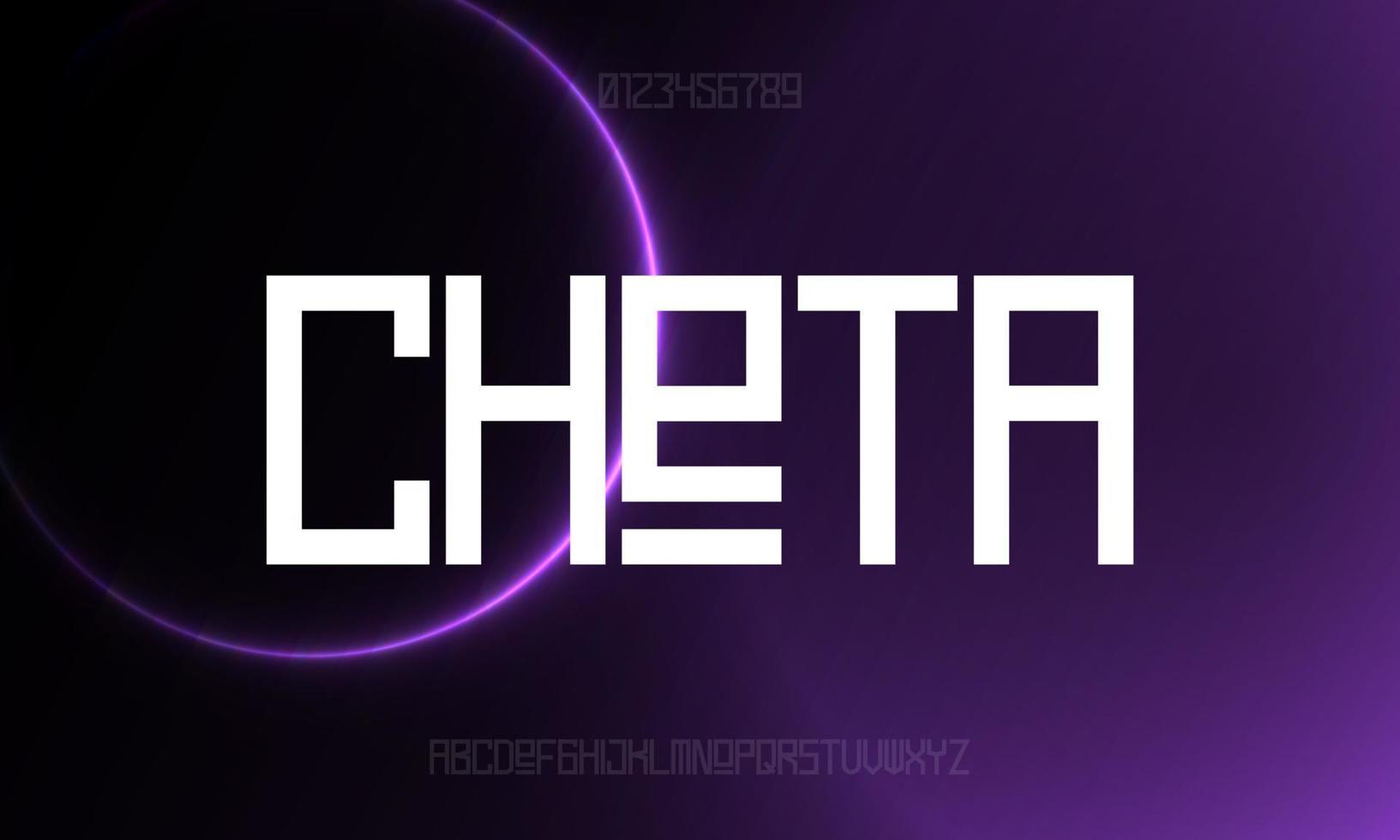 cheta, fuente elegante y moderna con letras, tema moderno y espacial, ilustración vectorial. vector