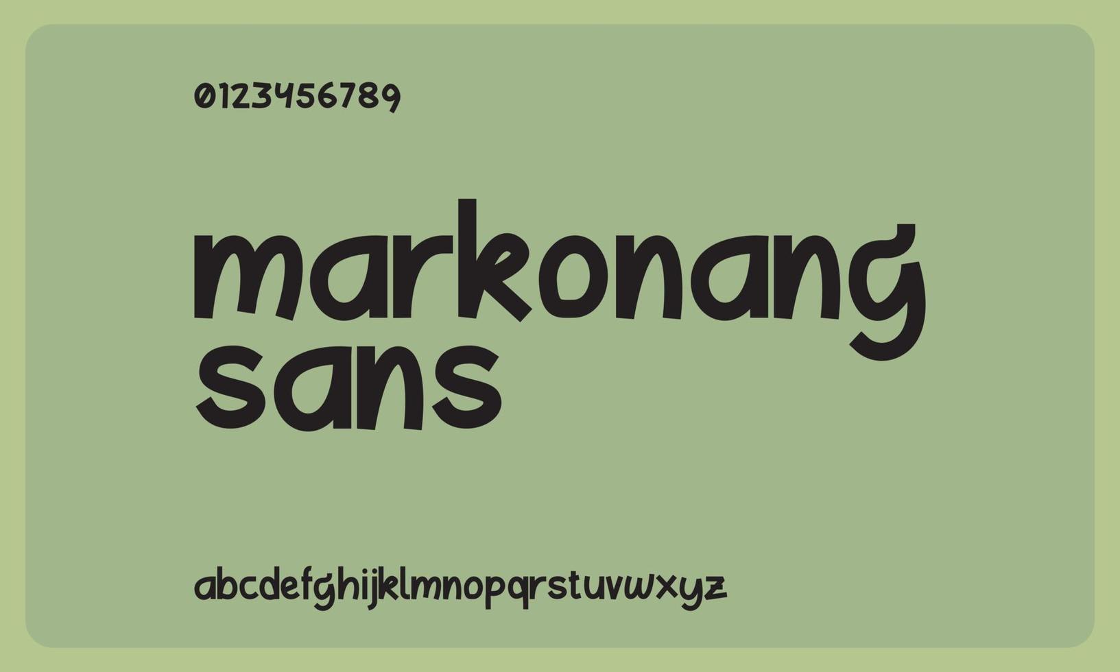 Markonang Sans, basic handwriting with bold stroke lowercase typeface font. vector
