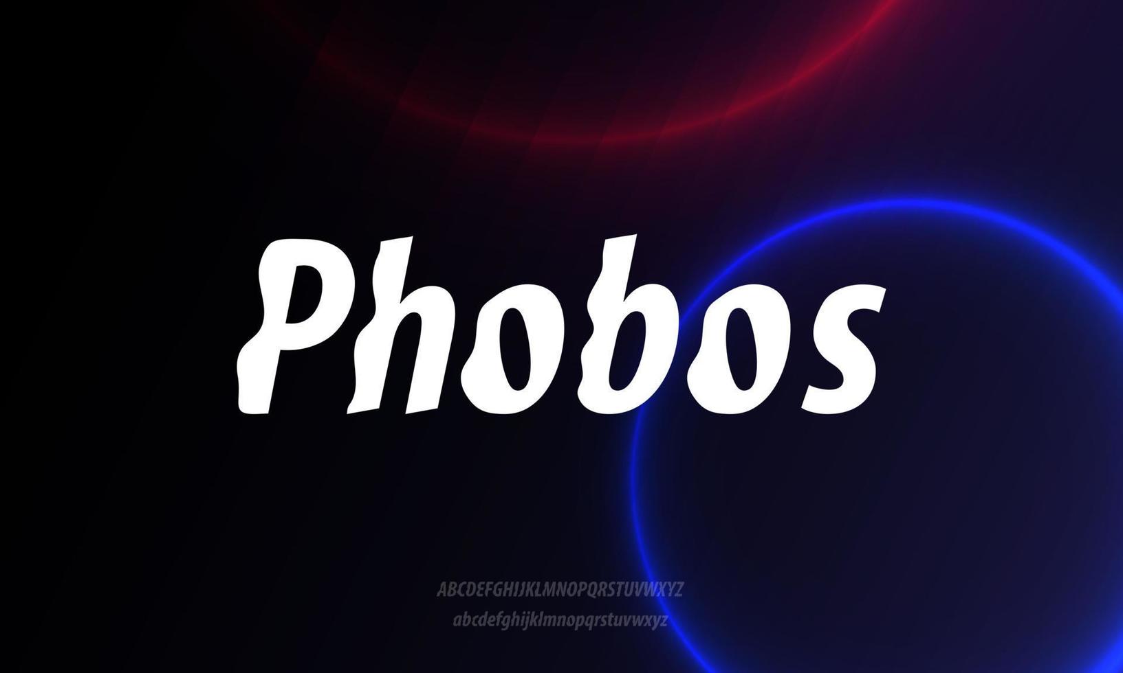 phobos, la fuente de letras de la pantalla que ondula a los lados, crea una apariencia moderna pero formal, ilustración vectorial. vector