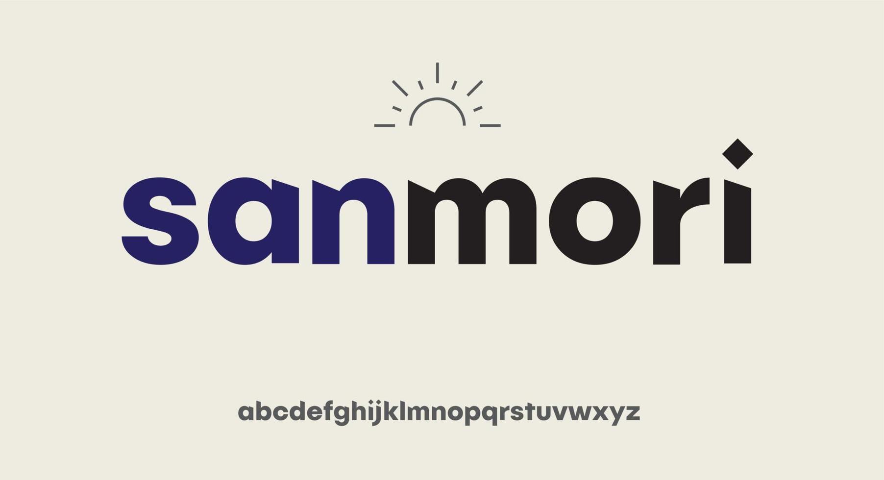 Sanmori, bold and strong sans serif typeface letter lowercase alphabet font vector. vector