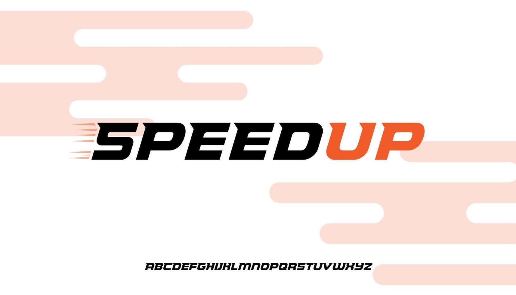 Speed Up, bold and strong sans serif typeface letter uppercase italic alphabet font vector. vector