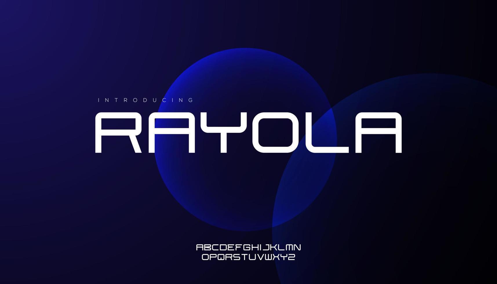 Rayola, space modern strong and bold  typeface uppercase alphabet. vector font.