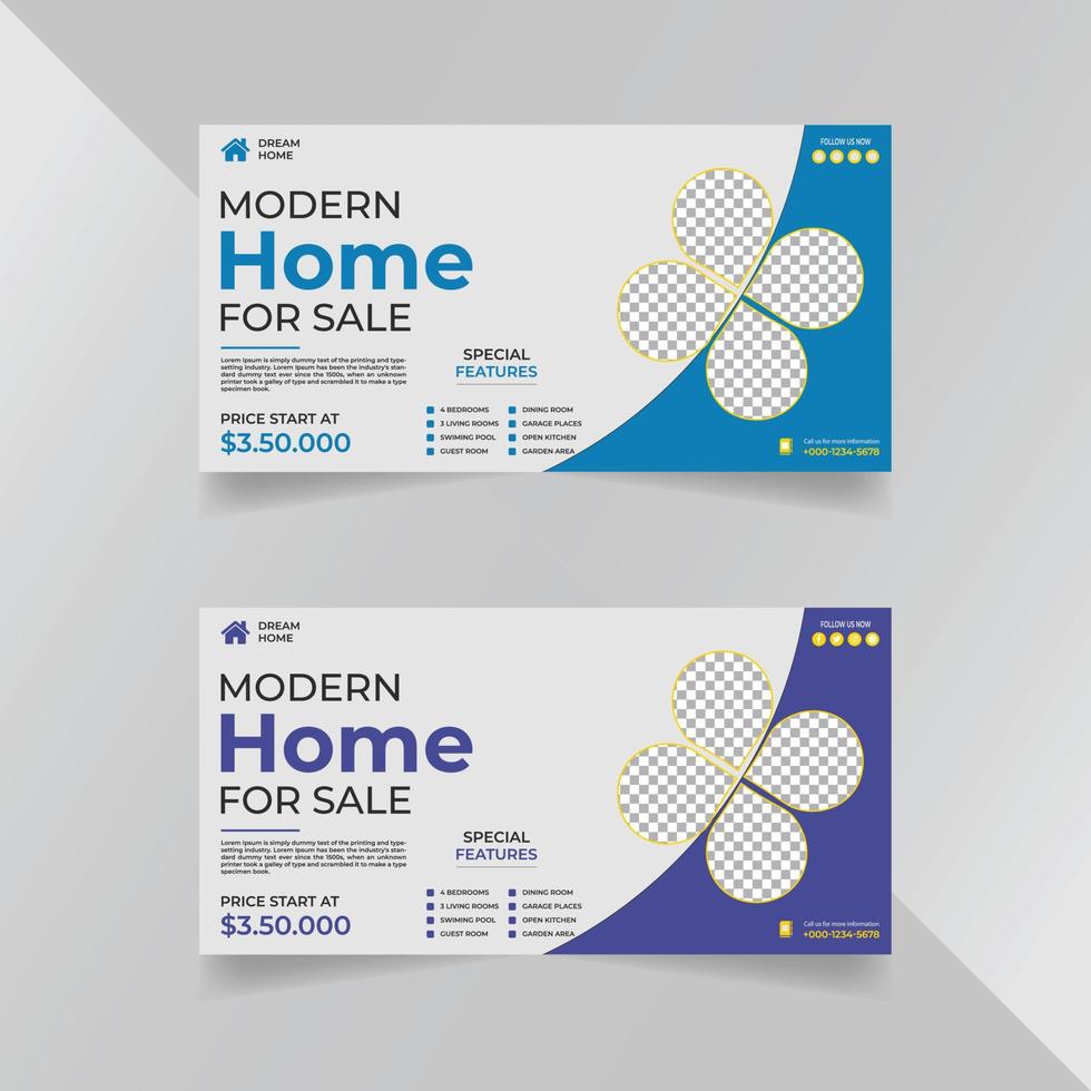 modern home for sale Billboard Banner template vector