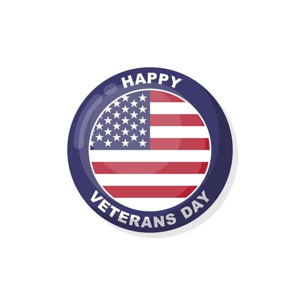 Logo or emblem in the shape of a circle of the USA flag and veterans day text. vector