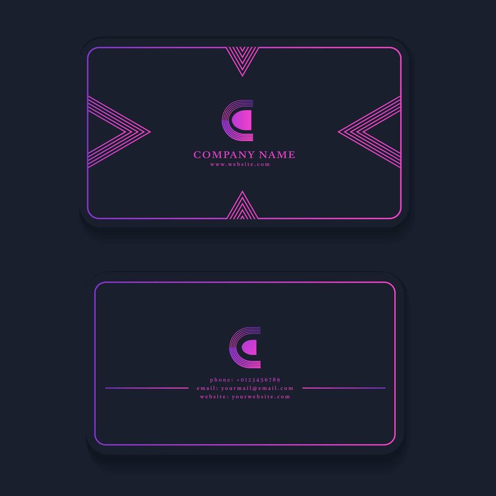 elegant business card templates in pink gradient vector