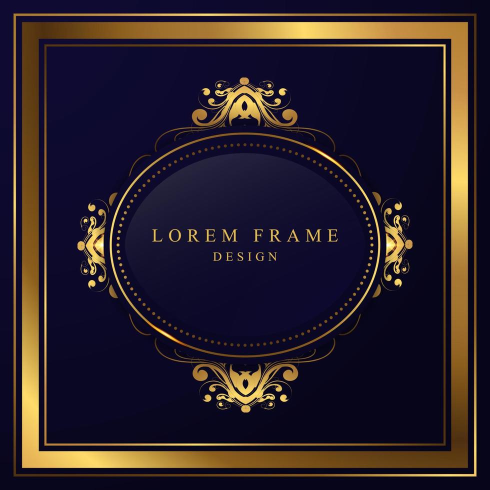 luxury oval frame in bgold and blue perfect for digital printing purposes vector