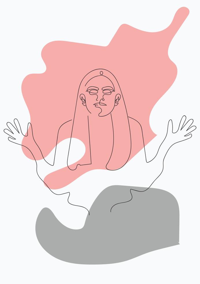 hermoso retrato de mujer de una línea vector estilo minimalista retrato