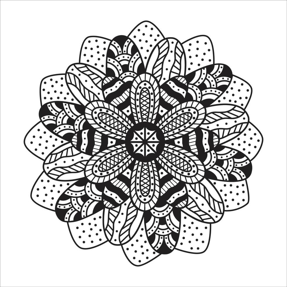 Circular pattern in form of mandala for Henna, Mehndi, tattoo, decoration. Decorative ornament in ethnic oriental style. Coloring book page. ornamental round lace ornament. vector