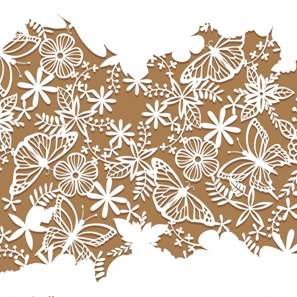 Collection of vector butterflies. Silhouettes of butterflies. Floral butterflies. Vector collection silhouette. Template for laser cut. Papercut template