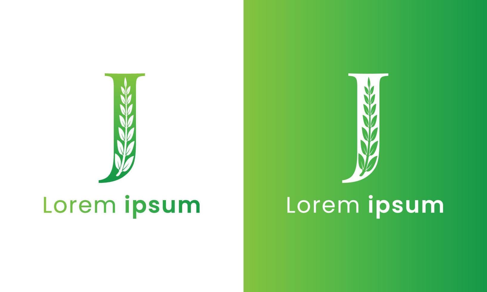 Letter j logo with a creative monogram leaf concept for the green eco company vector