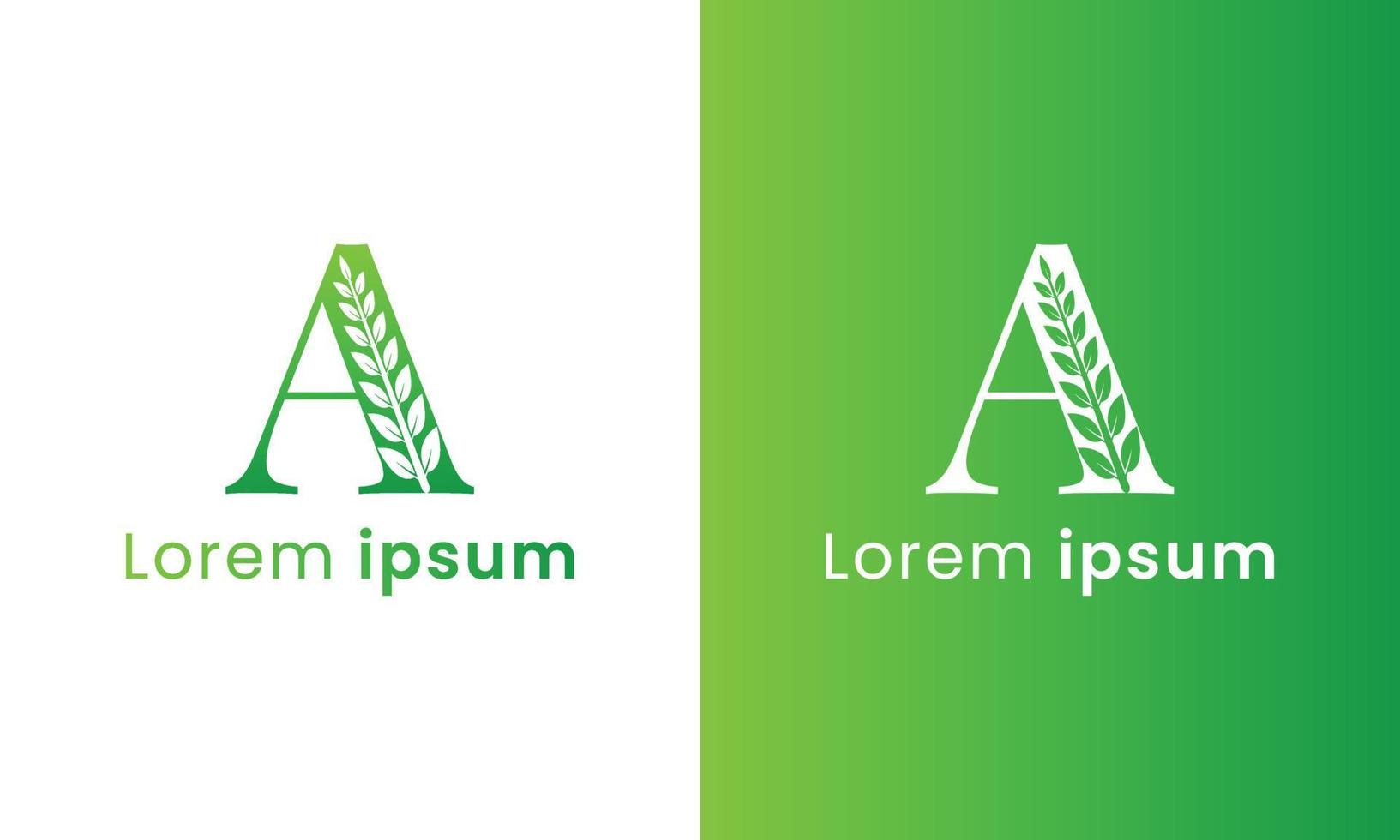 Letter a logo with a creative monogram leaf concept for the green eco company vector