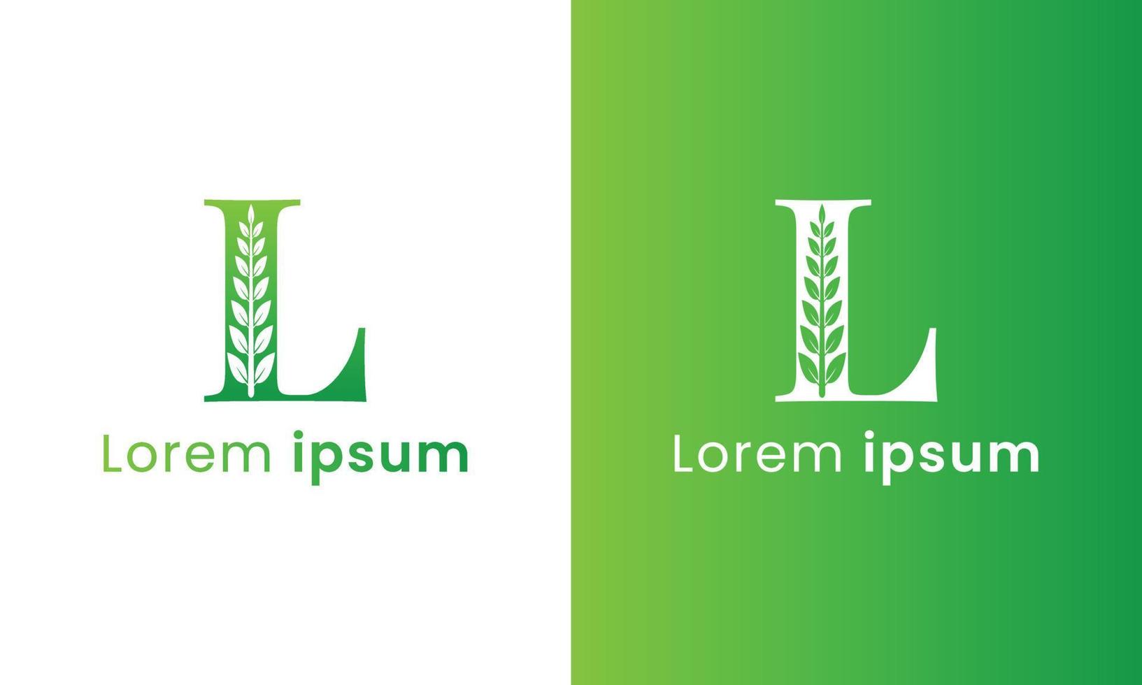 Letter l logo with a creative monogram leaf concept for the green eco company vector