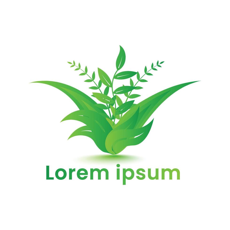 Natural green color eco plant logo design template vector