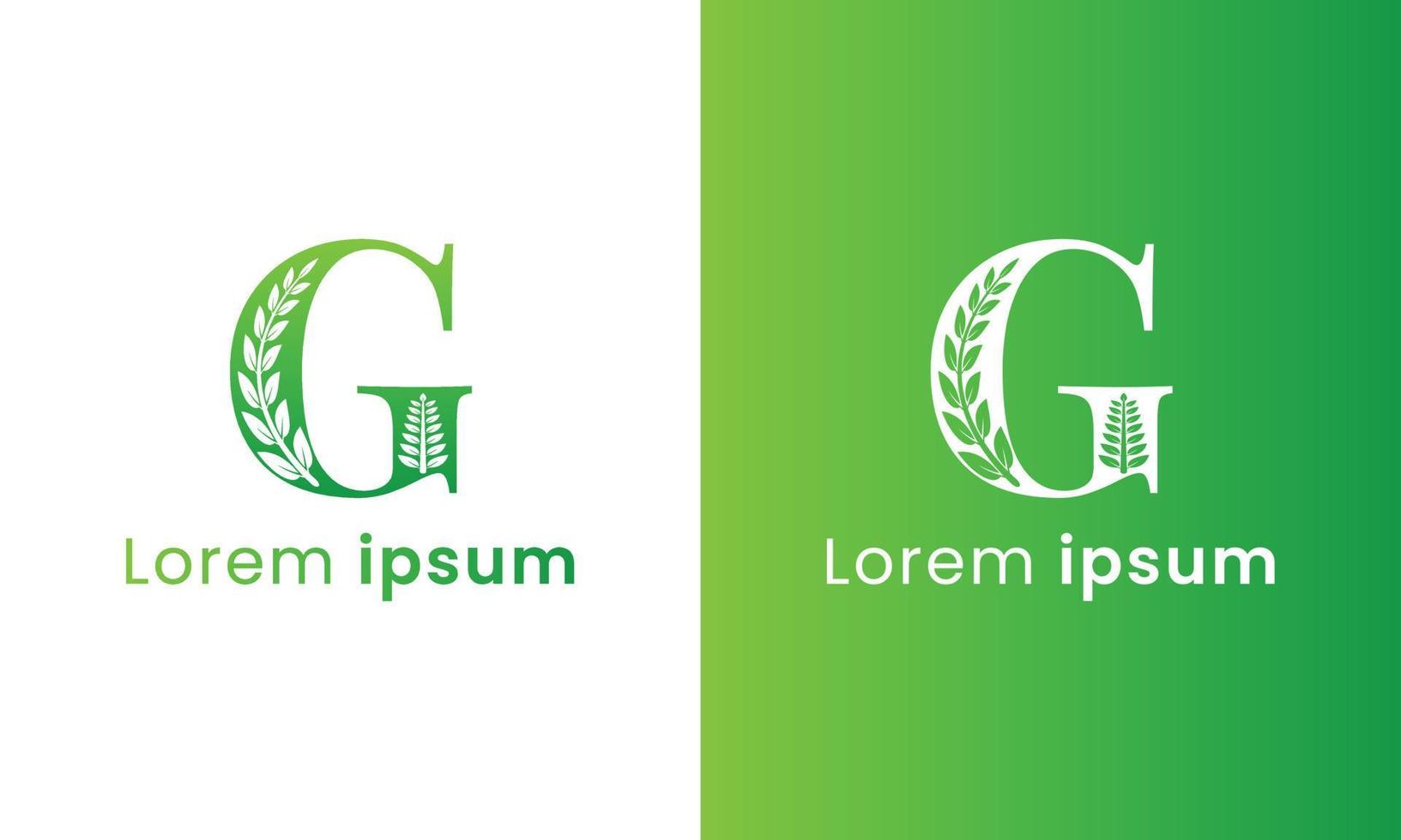 Letter g logo with a creative monogram leaf concept for the green eco company vector