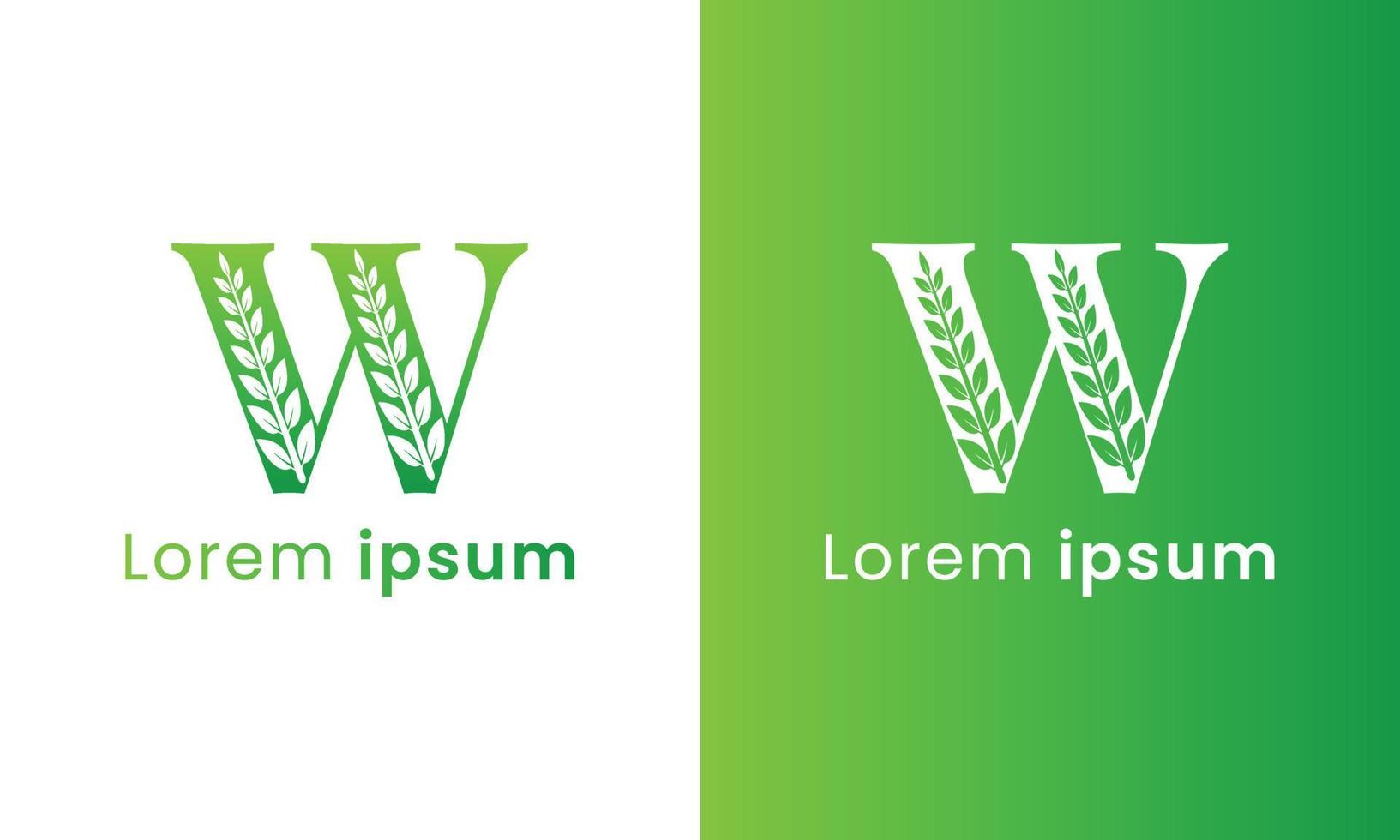 Letter w logo with a creative monogram leaf concept for the green eco company vector