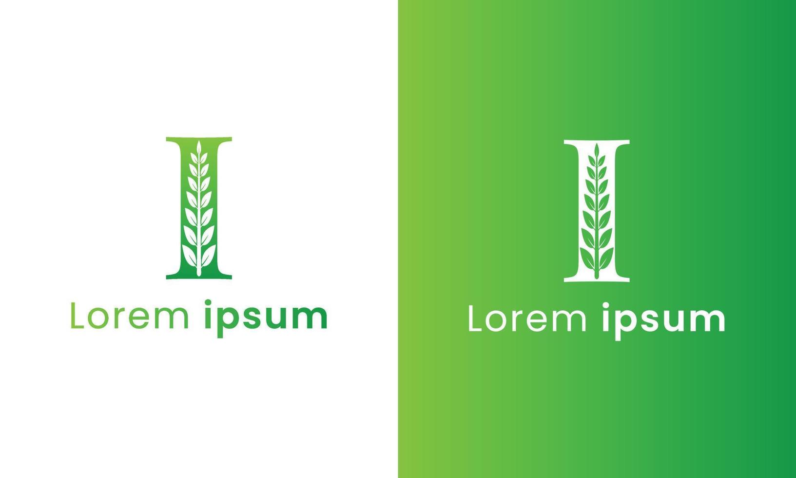 Letter I logo with a creative monogram leaf concept for the green eco company vector