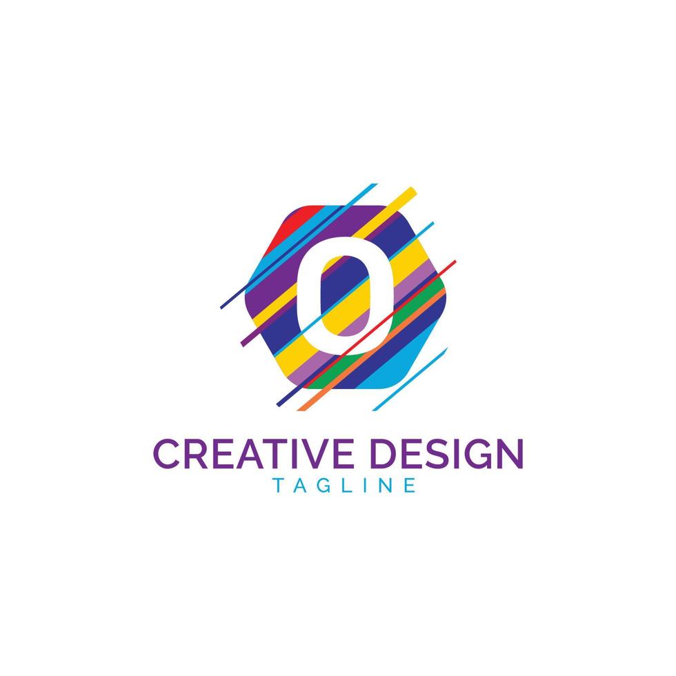 Modern o letter hexagon logo template vector